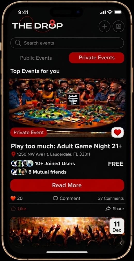 Mutual friend discovery inside events